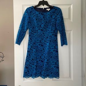 Shoshanna blue lace dress with 3/4 sleeves – size 0